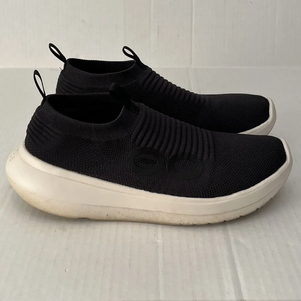 Oofos Oomy Zen Mens Sz 12 Black White Slip On Recovery Shoes Lightweight Comfort